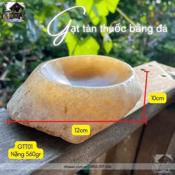 Gạt tàn thuốc bằng đá mã não GTT01 nặng 560gr, kích thước 10x12cm