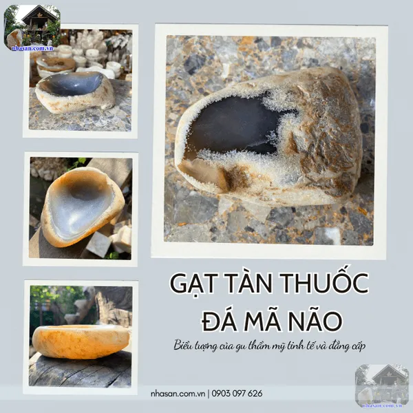 Gạt tàn thuốc đá mã não GTT02 nặng 500gr, kích thước 9 x 12cm