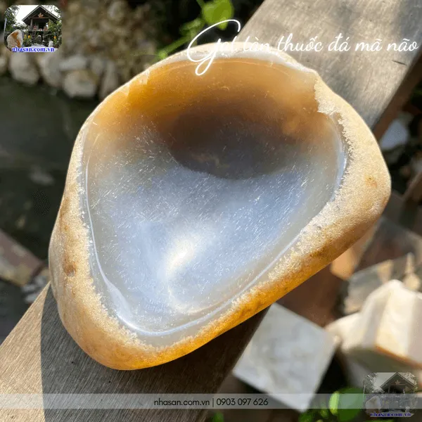 Gạt tàn thuốc đá mã não GTT02 nặng 500gr, kích thước 9 x 12cm
