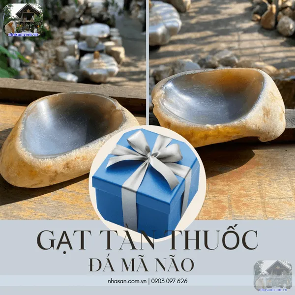 Gạt tàn thuốc đá mã não GTT02 nặng 500gr, kích thước 9 x 12cm