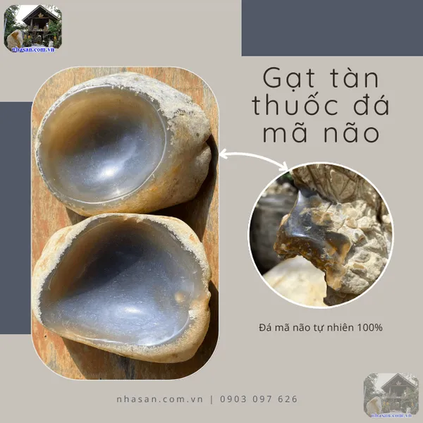 Gạt tàn thuốc đá mã não GTT02 nặng 500gr, kích thước 9 x 12cm