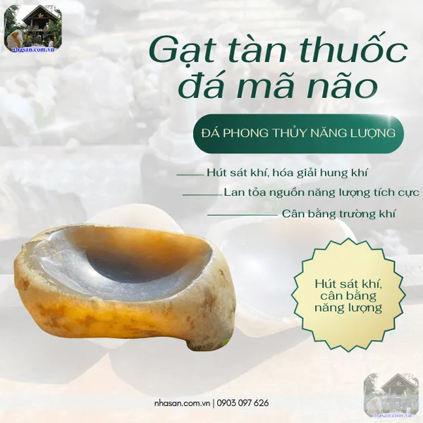 Gạt tàn thuốc đá mã não GTT02 nặng 500gr, kích thước 9 x 12cm