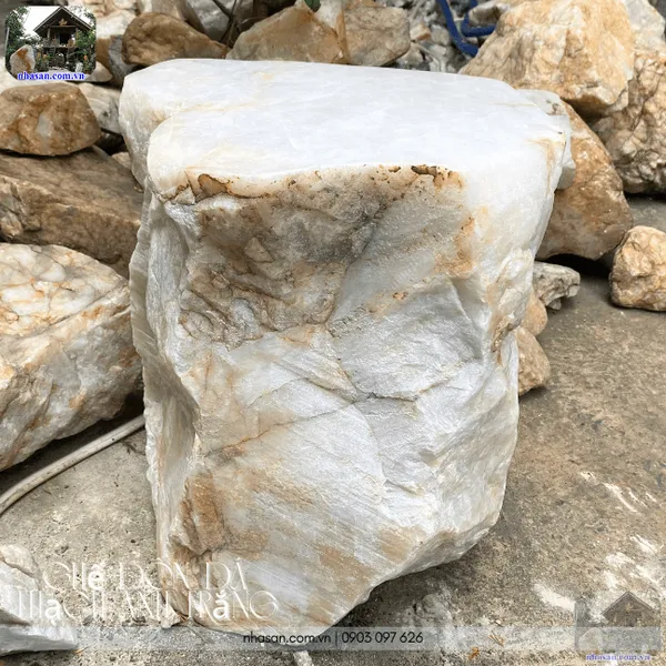 Ghế đôn đá thạch anh trắng nặng 80kg thanh lộc không gian, gia tăng vượng khí