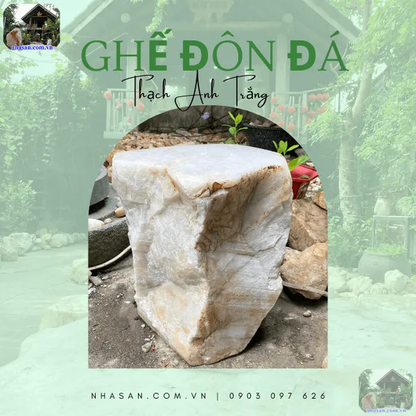 Ghế đôn đá thạch anh trắng nặng 80kg thanh lộc không gian, gia tăng vượng khí