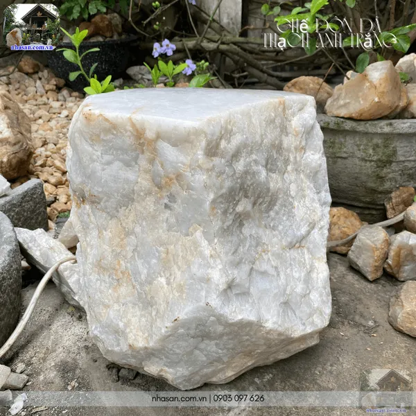 Ghế đôn đá thạch anh trắng nặng 80kg thanh lộc không gian, gia tăng vượng khí