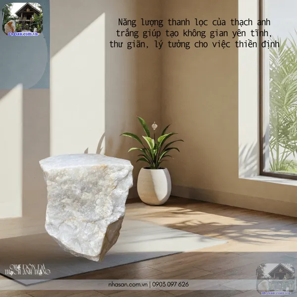 Ghế đôn đá thạch anh trắng nặng 80kg thanh lộc không gian, gia tăng vượng khí
