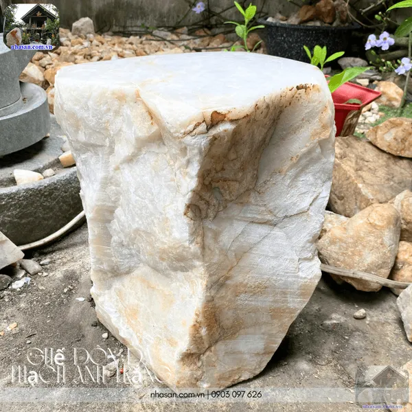 Ghế đôn đá thạch anh trắng nặng 80kg thanh lộc không gian, gia tăng vượng khí