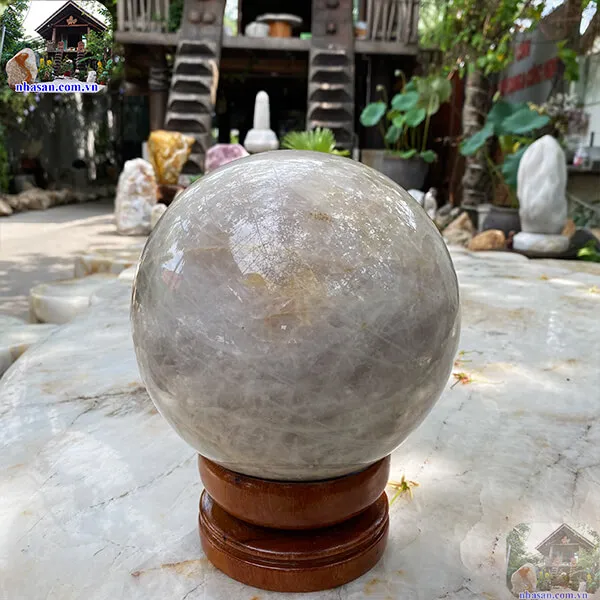 Quả cầu thạch anh trắng 19cm-9.5kg-QC1133