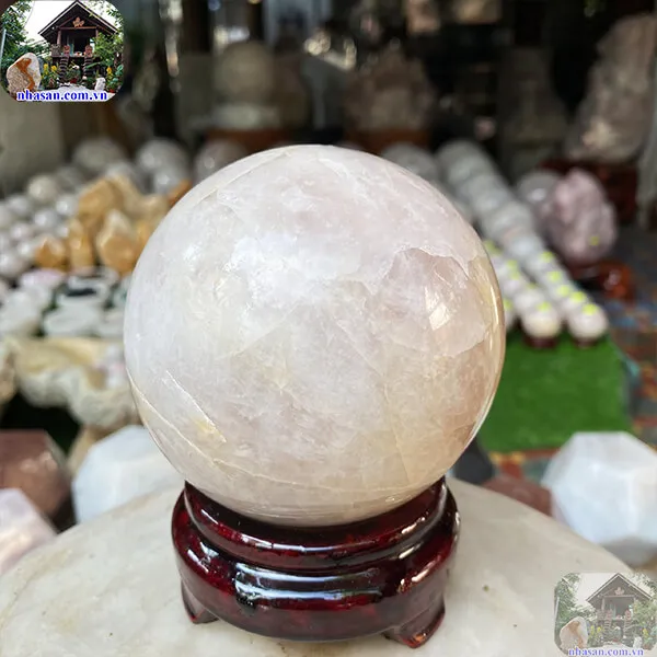 Quả cầu thạch anh hồng 9.5cm-1.12kg-QC1025