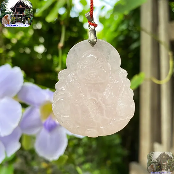 Mặt phật di lặc đá thạch anh hồng 30g - biểu tượng của phú quý và thịnh vượng