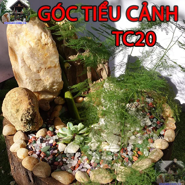 Góc tiểu cảnh nhỏ trong nhà đá phong thủy kích vận khí, chữa lành vết thương TC20