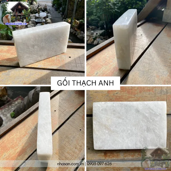 Gối thạch anh trắng G08 nặng 7.4kg, kích thước: cao 5cm x rộng 18.5cm x dài 28cm