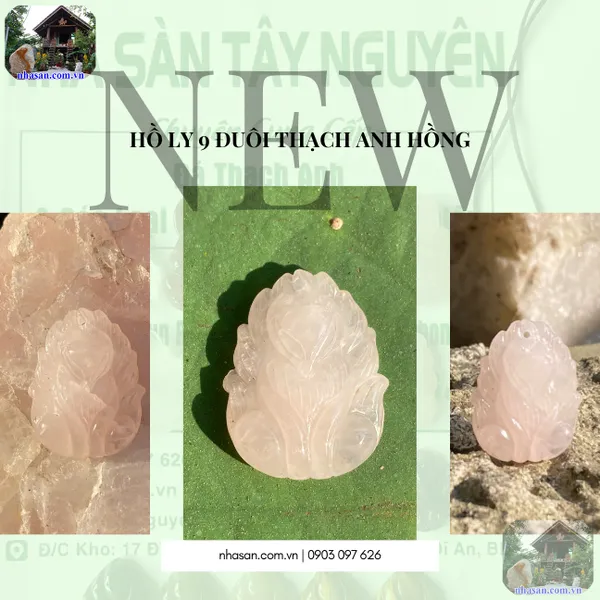 Hồ ly 9 đuôi thạch anh hồng nặng 8gr, cao 2.9cm x ngang 2.2cm - MDC30