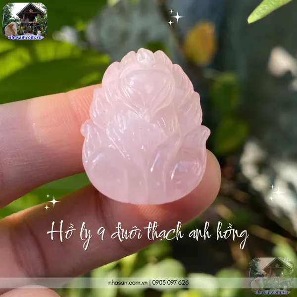 Hồ ly 9 đuôi thạch anh hồng nặng 8gr, cao 2.9cm x ngang 2.2cm - MDC30