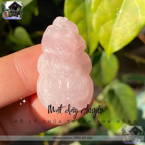 Mặt dây chuyền hồ ly chúa thạch anh hồng nặng 7gr, cao 3.3cm x ngang 1.8cm - MDC29