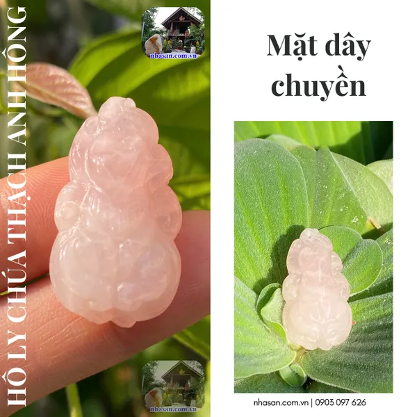 Mặt dây chuyền hồ ly chúa thạch anh hồng nặng 7gr, cao 3.3cm x ngang 1.8cm - MDC29