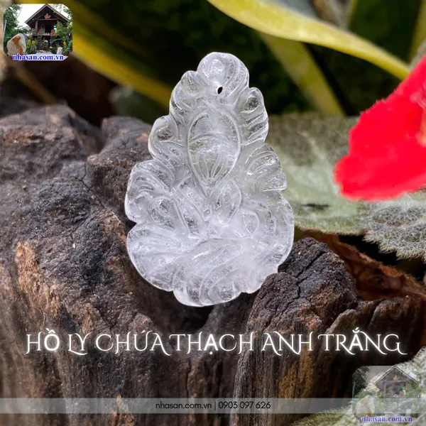 Mặt dây chuyền hồ ly chúa thạch anh trắng nặng 6gr, cao 3.1cm x ngang 2.3cm - MDC22