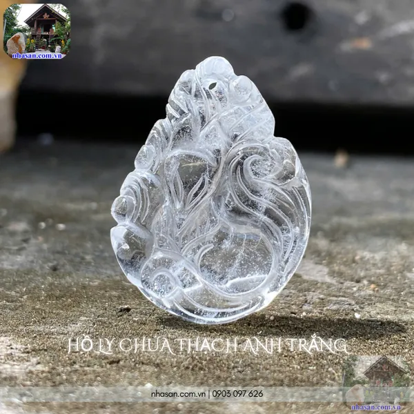 Mặt dây chuyền hồ ly chúa thạch anh trắng nặng 6gr, cao 3.1cm x ngang 2.3cm - MDC22