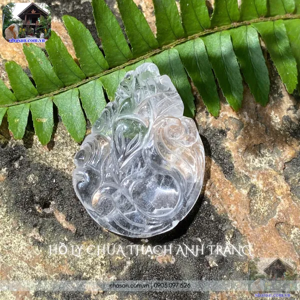 Mặt dây chuyền hồ ly chúa thạch anh trắng nặng 6gr, cao 3.1cm x ngang 2.3cm - MDC22