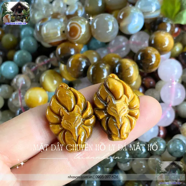 Mặt dây chuyền hồ ly đá mắt hổ nặng khoảng 6-7gr, cao 3cm x ngang 2cm - MDC27
