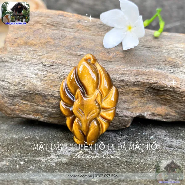 Mặt dây chuyền hồ ly đá mắt hổ nặng khoảng 6-7gr, cao 3cm x ngang 2cm - MDC27