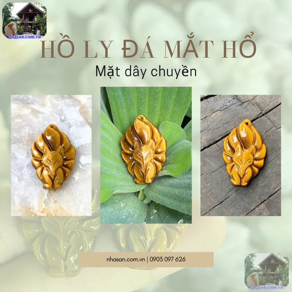 Mặt dây chuyền hồ ly đá mắt hổ nặng khoảng 6-7gr, cao 3cm x ngang 2cm - MDC27