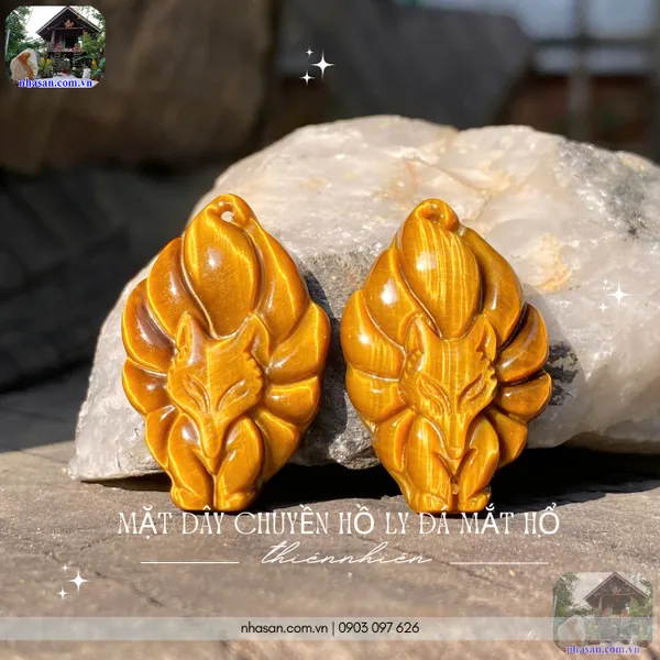 Mặt dây chuyền hồ ly đá mắt hổ nặng khoảng 6-7gr, cao 3cm x ngang 2cm - MDC27