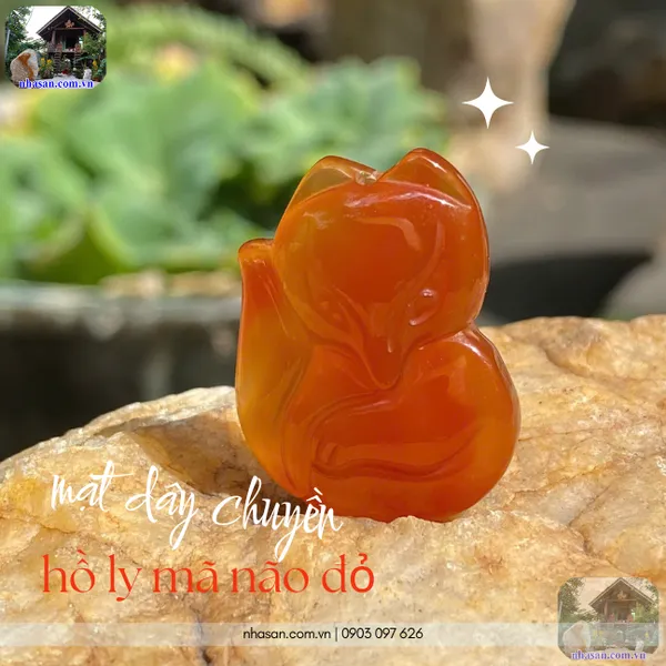 Mặt dây chuyền hồ ly mã não đỏ nặng 7gr, cao 3.1cm x ngang 2.3cm - MDC24