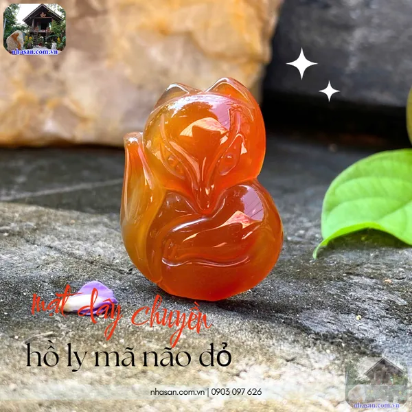 Mặt dây chuyền hồ ly mã não đỏ nặng 7gr, cao 3.1cm x ngang 2.3cm - MDC24