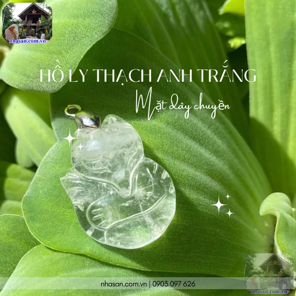 Mặt dây chuyền hồ ly thạch anh trắng nặng 8gr, cao 3cm x ngang 2.2cm - MDC18
