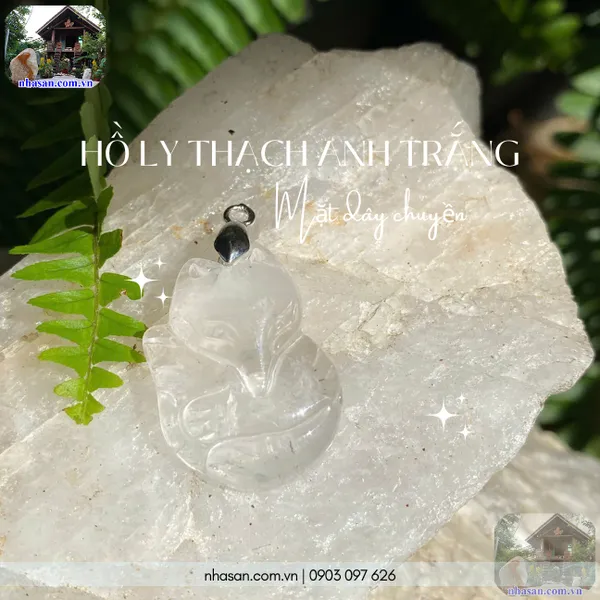 Mặt dây chuyền hồ ly thạch anh trắng nặng 8gr, cao 3cm x ngang 2.2cm - MDC18