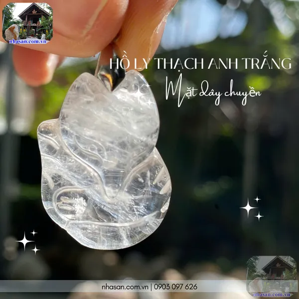 Mặt dây chuyền hồ ly thạch anh trắng nặng 8gr, cao 3cm x ngang 2.2cm - MDC18
