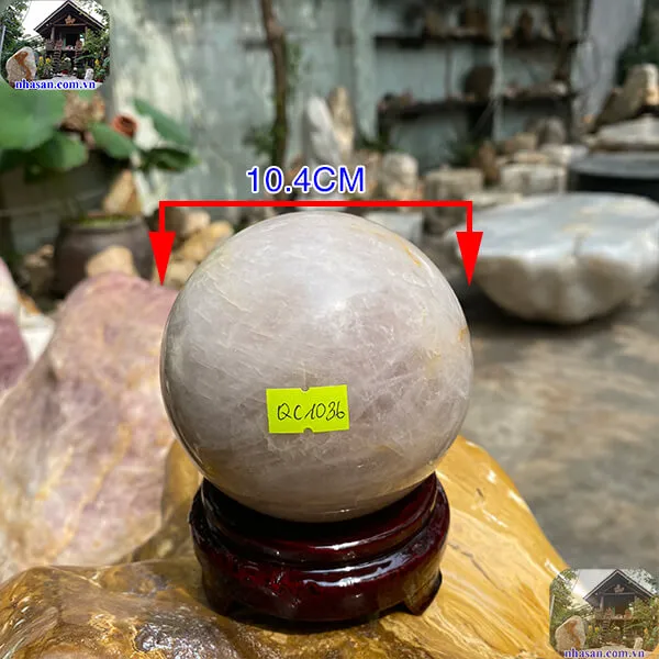 Quả cầu thạch anh hồng 10.4cm-1.46kg-QC1036