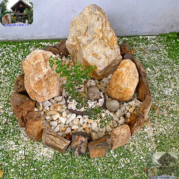 Tiểu cảnh hòn non bộ đá thạch anh giúp quy nạp tiền tài và danh vọng TC40