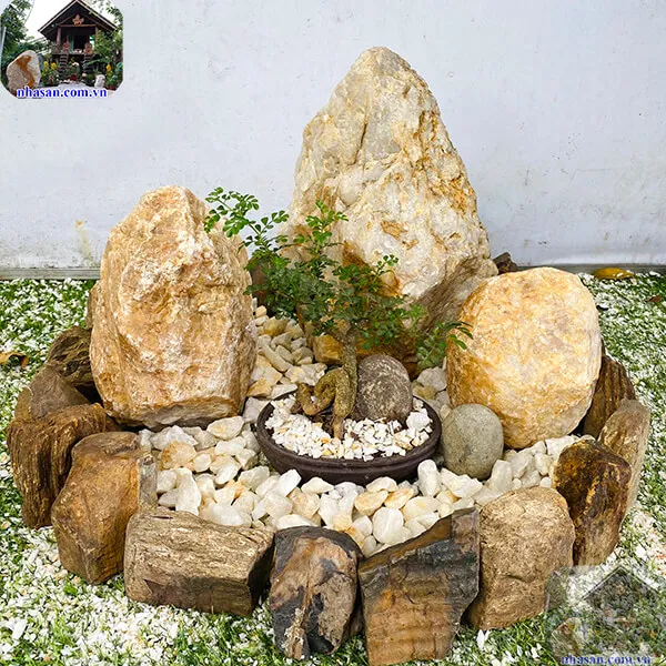 Tiểu cảnh hòn non bộ đá thạch anh giúp quy nạp tiền tài và danh vọng TC40