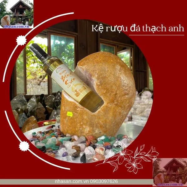 Kệ rượu đá thạch anh để bàn KR01, nặng 15kg, kích thước 26x22.5x10.2 (cm)
