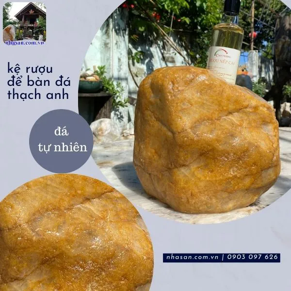 Kệ rượu để bàn đá thạch anh KR03 nặng 16,5kg, kích thước: cao 26,5cm x ngang 28cm