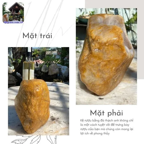 Kệ rượu để bàn đá thạch anh KR03 nặng 16,5kg, kích thước: cao 26,5cm x ngang 28cm