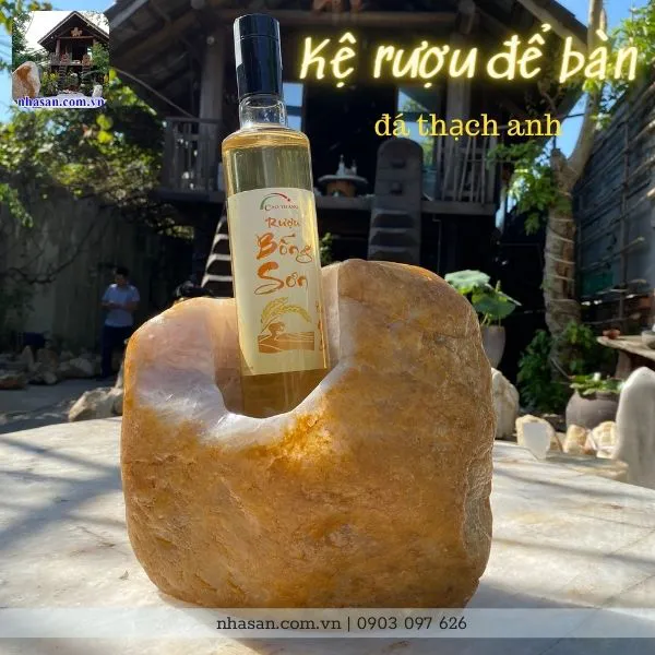 Kệ rượu để bàn đá thạch anh KR03 nặng 16,5kg, kích thước: cao 26,5cm x ngang 28cm