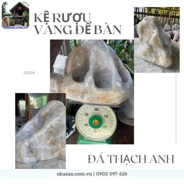 Kệ rượu vang để bàn đá thạch anh KR05 nặng 26.6kg, kích thước: cao 30cm x ngang 40cm x dày 30cm