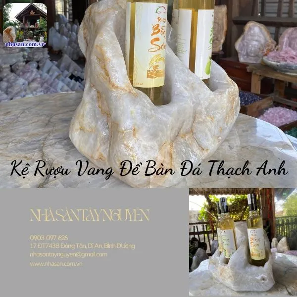 Kệ rượu vang để bàn đá thạch anh KR05 nặng 26.6kg, kích thước: cao 30cm x ngang 40cm x dày 30cm