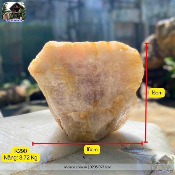 Khối đá thạch anh hồng thô K290 - 3.72kg, đặt phòng khách đẹp từ ánh nhìn đầu tiên