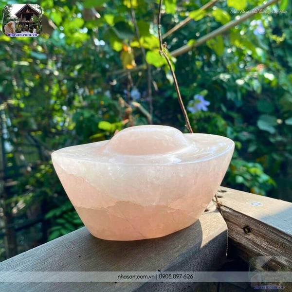 Kim nguyên bảo thạch anh hồng TV52 860gr, dài 12.5cm x rộng 8cm x cao 6.5cm