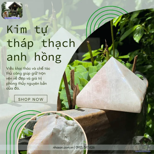 Kim tự tháp thạch anh hồng 1kg, cao 8cm x ngang 10cm - T738 