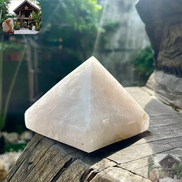 Kim tự tháp đá thạch anh nặng 1.04kg, cao 8cm x ngang 10cm - T646
