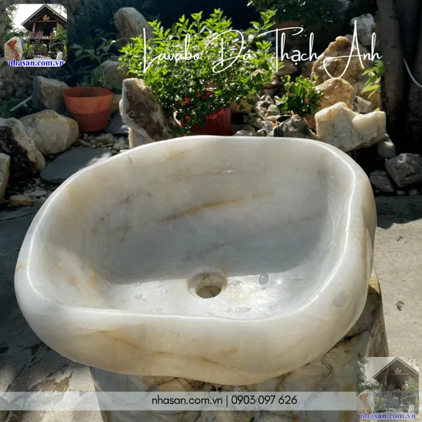Lavabo đá thạch anh nặng 21kg, dài 40cm x rộng 37cm x cao 15cm - RM04