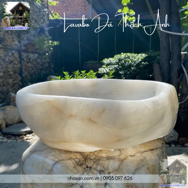 Lavabo đá thạch anh nặng 21kg, dài 40cm x rộng 37cm x cao 15cm - RM04