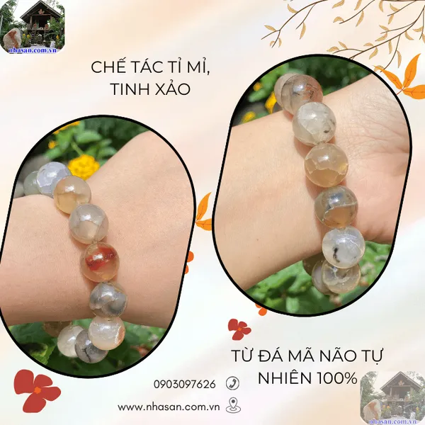 Vòng tay mã não da rắn 14ly