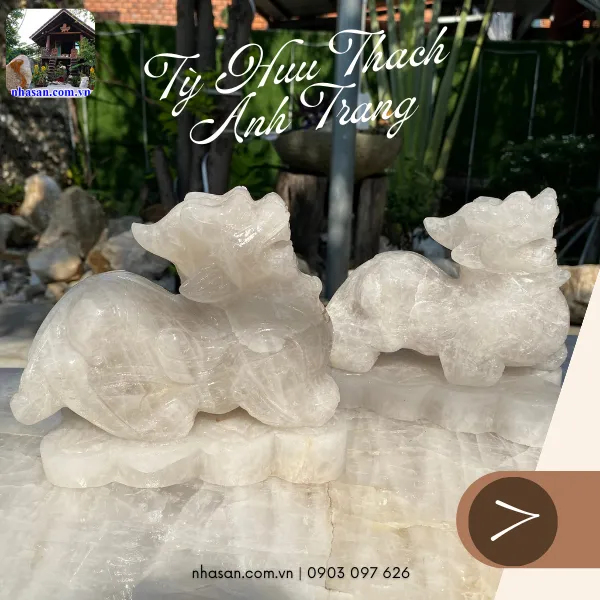 Tỳ hưu thạch anh trắng THD07 nặng 4.62kg, kích thước: cao 12cm x dài 17cm x ngang 6.5cm