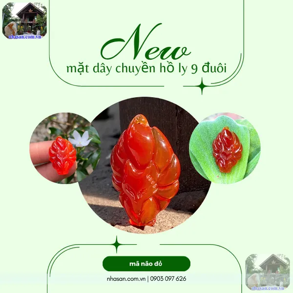 Mặt dây chuyền hồ ly 9 đuôi mã não đỏ nặng 4gr, cao 2.9cm x ngang 1.9cm - MDC25
